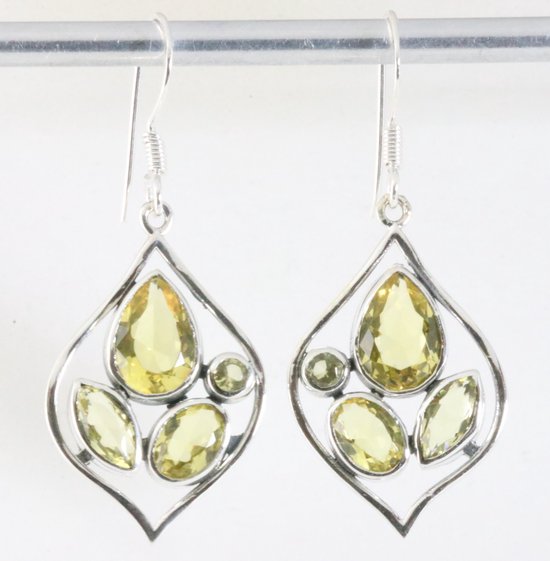 Opengewerkte zilveren oorbellen met citrien afbeelding 1