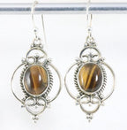 Opengewerkte zilveren oorbellen met tijgeroog afbeelding 1