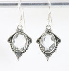 Bewerkte zilveren oorbellen met bergkristal afbeelding 1