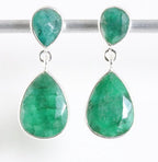 Zilveren oorstekers met smaragd afbeelding 1