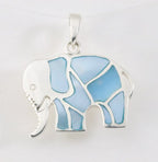 Zilveren olifant hanger met blauwe schelp afbeelding 1