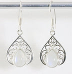 Opengewerkte zilveren oorbellen met regenboog maansteen afbeelding 1