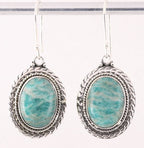 Bewerkte ovale zilveren oorbellen met amazoniet afbeelding 1