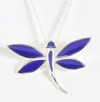 Grote zilveren libelle hanger met lapis lazuli aan ketting afbeelding 1