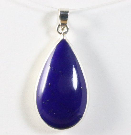 Druppelvormige zilveren hanger met lapis lazuli afbeelding 1