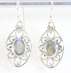 Opengewerkte zilveren oorbellen met labradoriet afbeelding 1