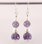 Zilveren oorbellen met amethist bolletjes en zoetwater parel afbeelding 1