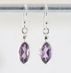 Fijne hoogglans zilveren oorbellen met amethist afbeelding 1