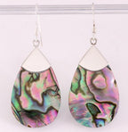 Grote druppelvormige zilveren oorbellen met abalone schelp afbeelding 1