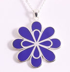 Grote zilveren hanger met lapis lazuli aan ketting afbeelding 1