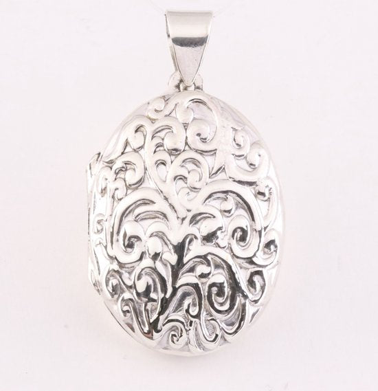 Bewerkt ovaal zilveren medaillon afbeelding 1