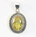 Fijne bewerkte ovale zilveren hanger met citrien afbeelding 1