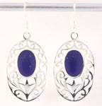 Grote opengewerkte zilveren oorbellen met lapis lazuli afbeelding 1