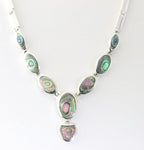 Hoogglans zilveren collier met abalone schelp afbeelding 1