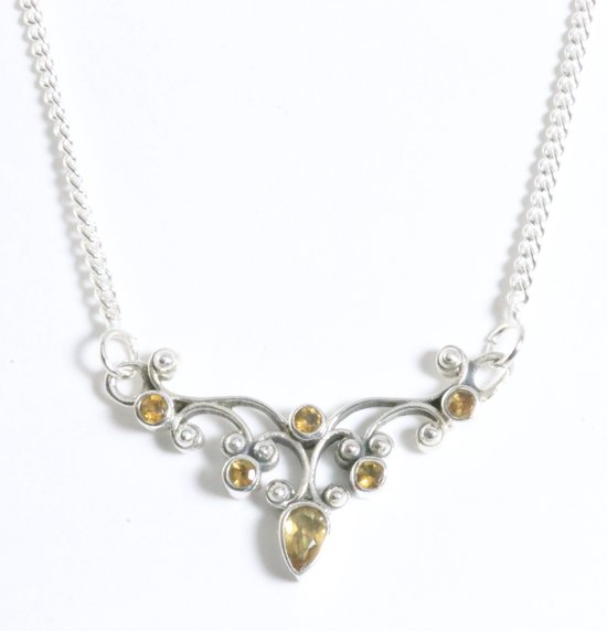 Fijne zilveren ketting met citrien afbeelding 1