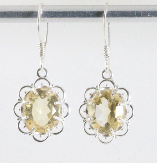 Fijne opengewerkte zilveren oorbellen met citrien afbeelding 1
