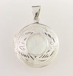 Rond bewerkt zilveren medaillon met parelmoer afbeelding 6