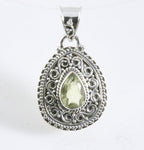 Bewerkte druppelvormige zilveren hanger met citrien afbeelding 1