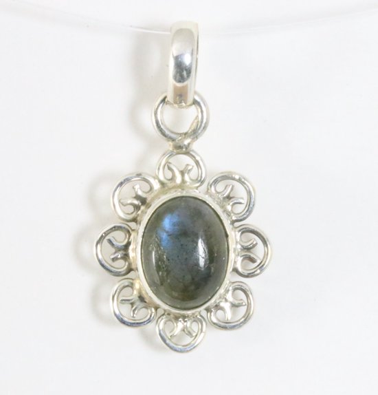 Fijne opengewerkte zilveren hanger met labradoriet afbeelding 1