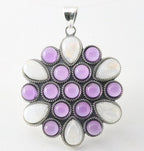 Traditionele bewerkte zilveren hanger met regenboog maansteen en amethist afbeelding 1