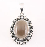 Bewerkte zilveren hanger met rookkwarts afbeelding 1