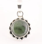 Fijne bewerkte ronde zilveren hanger met jade afbeelding 5