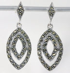 Opengewerkte zilveren oorstekers met marcasiet afbeelding 1