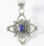 Traditionele bewerkte zilveren hanger met lapis lazuli afbeelding 1