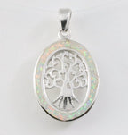 Zilveren levensboom hanger met welo opaal afbeelding 1