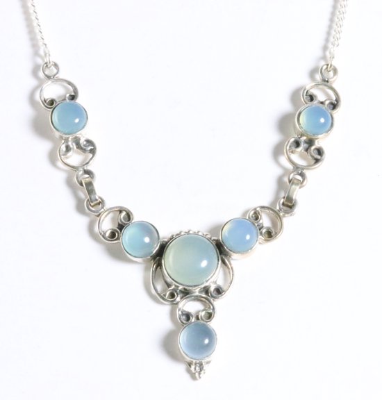 Zilveren ketting met aqua chalcedoon afbeelding 1