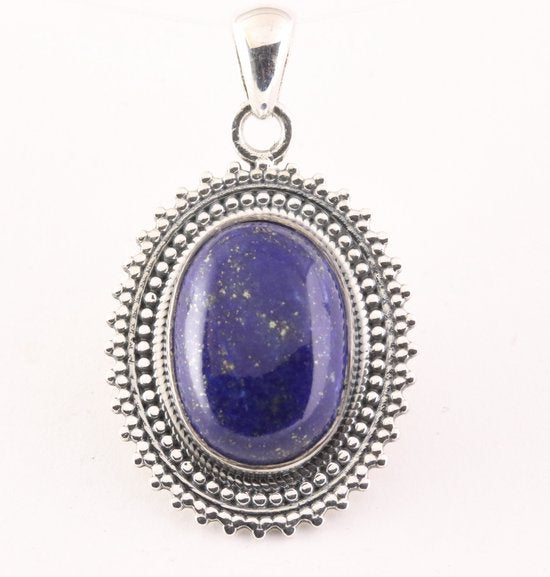 Bewerkte zilveren hanger met lapis lazuli afbeelding 1
