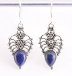Opengewerkte zilveren oorbellen met lapis lazuli afbeelding 1