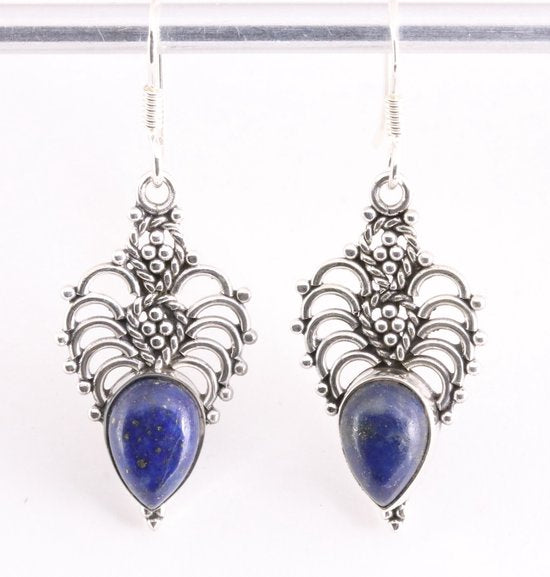 Opengewerkte zilveren oorbellen met lapis lazuli afbeelding 1