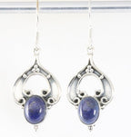 Bewerkte zilveren oorbellen met lapis lazuli afbeelding 1