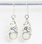 Fijne opengewerkte zilveren oorbellen met regenboog maansteen afbeelding 1