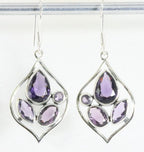Opengewerkte zilveren oorbellen met amethist afbeelding 1
