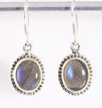 Bewerkte ovale zilveren oorbellen met labradoriet afbeelding 1