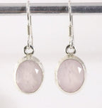 Fijne ovale zilveren oorbellen met rozenkwarts afbeelding 1