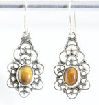 Opengewerkte zilveren oorbellen met tijgeroog afbeelding 1