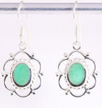 Opengewerkte zilveren oorbellen met groene agaat afbeelding 1