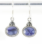 Fijne bewerkte zilveren oorbellen met blauwe saffier afbeelding 1