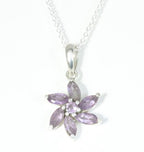 Zilveren hanger met amethist aan ketting afbeelding 1