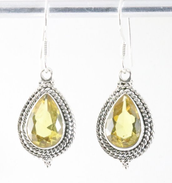 Bewerkte zilveren oorbellen met citrien afbeelding 1