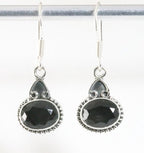 Fijne bewerkte zilveren oorbellen met onyx afbeelding 1