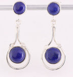 Lange opengewerkte zilveren oorstekers met lapis lazuli afbeelding 1