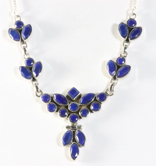 Zilveren collier met lapis lazuli stenen afbeelding 1
