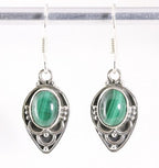 Fijne bewerkte zilveren oorbellen met malachiet afbeelding 1
