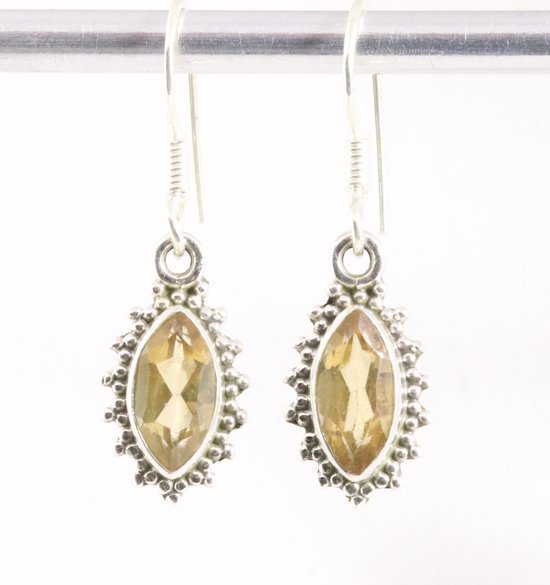 Fijne bewerkte zilveren oorbellen met citrien afbeelding 1