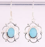 Opengewerkte zilveren oorbellen met blauwe agaat afbeelding 1