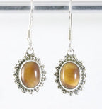 Fijne bewerkte zilveren oorbellen met tijgeroog afbeelding 1